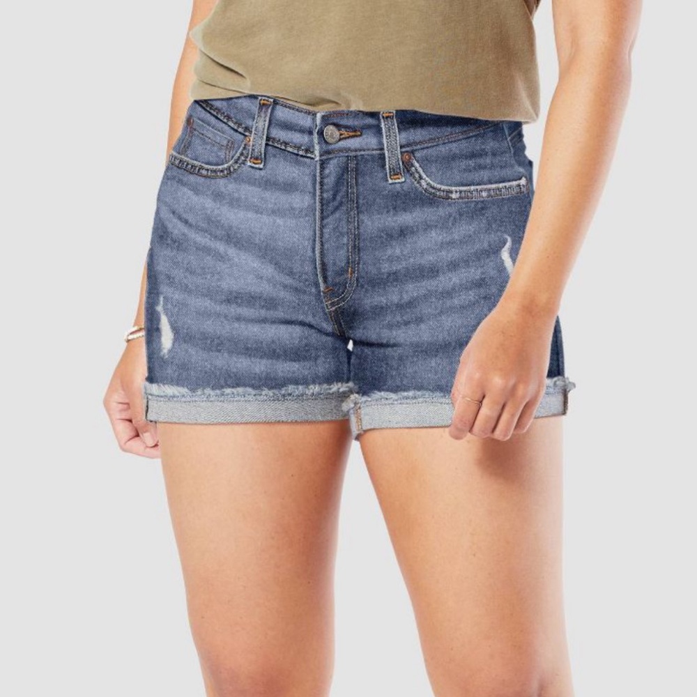 Levi’s High waist distressed jean shorts